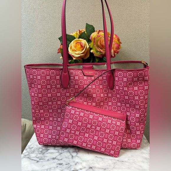 kate spade Handbags - kate spade Pink Patterned Tote with Matching Pouch (2-piece set)